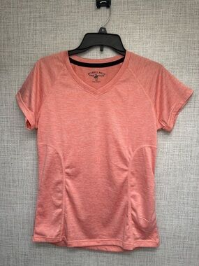 Beverly Hills Polo Club Women's Heather Coral V-Neck Short Sleeve Tee